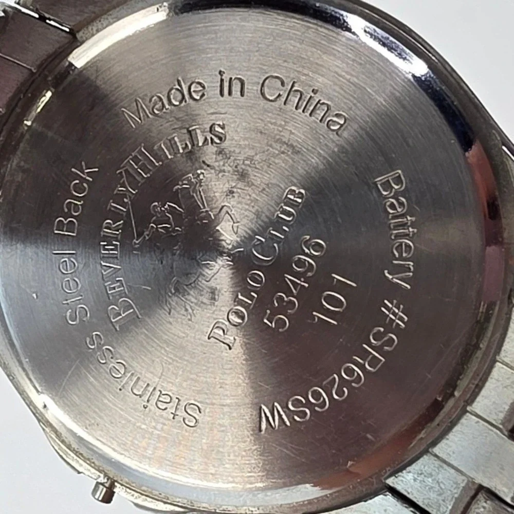Beverly Hills Polo Club Mens Silver Tone Quartz Watch 53496 101 SR626SW‎